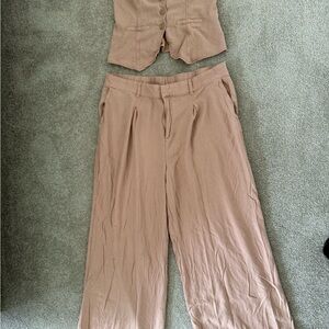 SHEIN Tan Wide Leg Pants Jumpsuit
